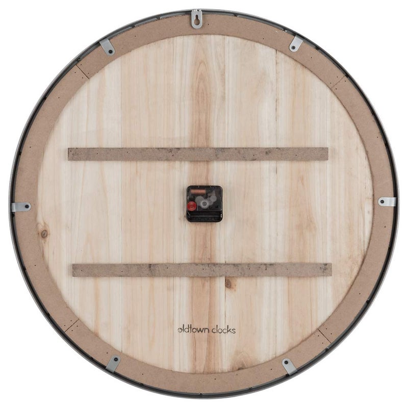 Oldtown Clocks Oldtown Farmhouse Metal & Solid Wood Noiseless Wall Clock (Dark Brown, 18-inch) - Image 3